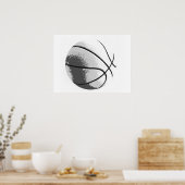 Schwarz/Weiß, Grau Pop Basketball Basketball Print Poster (Küche)