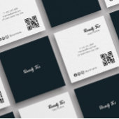 Schwarz-weiß-Grau-Qr-Code Quadratische Visitenkarte