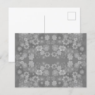 Schwarz Weiß Grau Retro Florales Wasserfarbmuster Postkarte