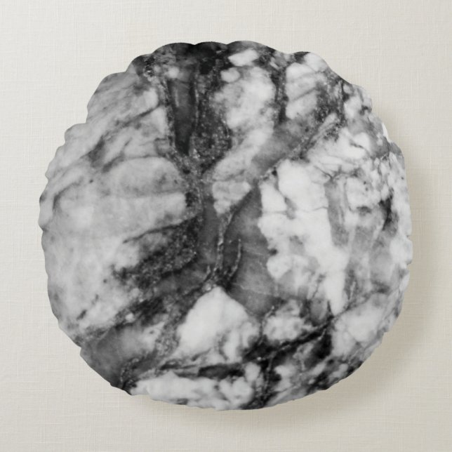 schwarz/weiß grau rundes kissen (Vorderseite)