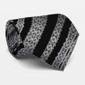 Schwarz-Weiß, Grau, Silberne Krawatte (Gerollt)
