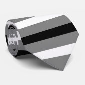 Schwarz, Weiß, Grau Streifen Muster Krawatte (Gerollt)