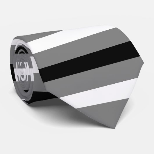 Schwarz, Weiß, Grau Streifen Muster Krawatte (Gerollt)