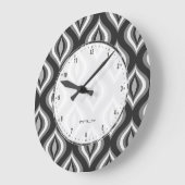 Schwarz-weiß & grau Teardrop Modernes Muster Große Wanduhr (Winkel)