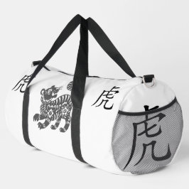 Schwarz, Weiß, Grau, Tiger-Chinesisch-Zodiak-Jahr Duffle Bag