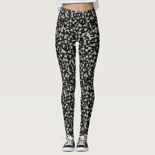 Schwarz-weiß Grau Trendy Pattern Leggings (Vorderseite)