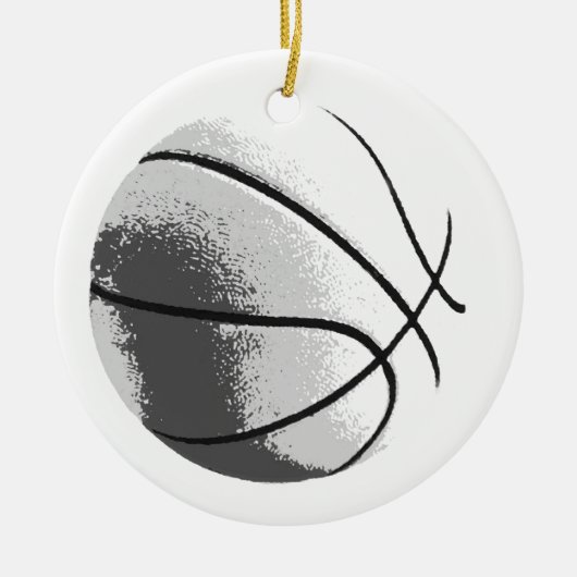 Schwarz-weiß Grau Trendy Pop Art Basketball Keramik Ornament (Vorne)