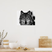 Schwarz-Weiß-Grau-Wolf-Kunstwerk Poster (Küche)