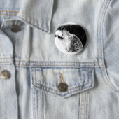 Schwarz-Weiß-Grau-Wolf-Sketch Button (Beispiel)