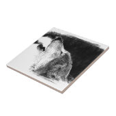 Schwarz-Weiß-Grau-Wolf-Sketch Fliese (Seite)