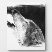 Schwarz-Weiß-Grau-Wolf-Sketch Fotoplatte (Vorderseite)
