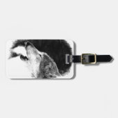 Schwarz-Weiß-Grau-Wolf-Sketch Gepäckanhänger (Vorderseite horizontal)