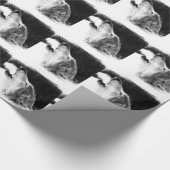 Schwarz-Weiß-Grau-Wolf-Sketch Geschenkpapier (Ecke)