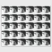 Schwarz-Weiß-Grau-Wolf-Sketch Geschenkpapier (Flach)