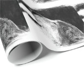 Schwarz-Weiß-Grau-Wolf-Sketch Geschenkpapier (Rolleneckpunkt)