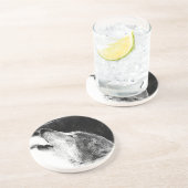 Schwarz-Weiß-Grau-Wolf-Sketch Getränkeuntersetzer (Seite)