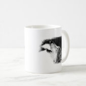 Schwarz-Weiß-Grau-Wolf-Sketch Kaffeetasse (VorderseiteRechts)