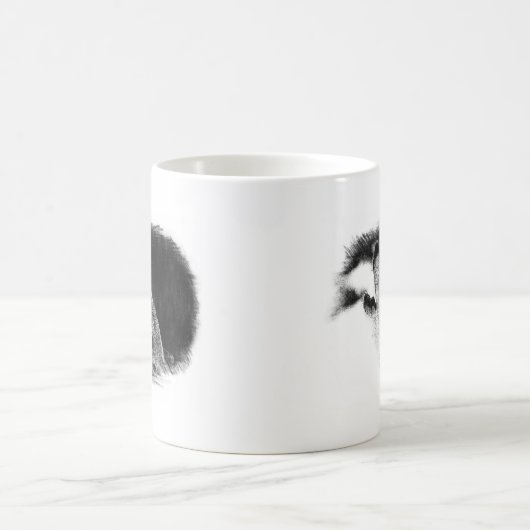 Schwarz-Weiß-Grau-Wolf-Sketch Kaffeetasse (Mittel)
