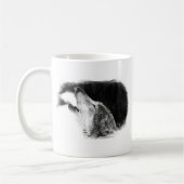 Schwarz-Weiß-Grau-Wolf-Sketch Kaffeetasse (Links)