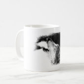 Schwarz-Weiß-Grau-Wolf-Sketch Kaffeetasse (Vorderseite Links)