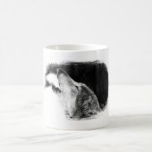 Schwarz-Weiß-Grau-Wolf-Sketch Kaffeetasse (Mittel)