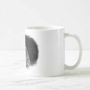 Schwarz-Weiß-Grau-Wolf-Sketch Kaffeetasse