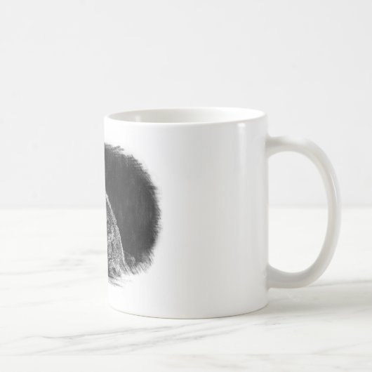 Schwarz-Weiß-Grau-Wolf-Sketch Kaffeetasse (Rechts)