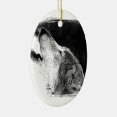 Schwarz-Weiß-Grau-Wolf-Sketch Keramikornament (Rechts)
