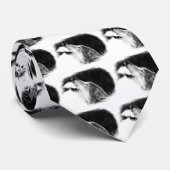 Schwarz-Weiß-Grau-Wolf-Sketch Krawatte (Gerollt)