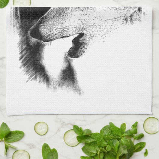 Schwarz-Weiß-Grau-Wolf-Sketch Küchentuch (Gefaltet)