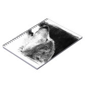 Schwarz-Weiß-Grau-Wolf-Sketch Notizblock (Linke Seite)
