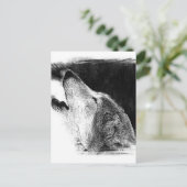 Schwarz-Weiß-Grau-Wolf-Sketch Postkarte (Stehend Vorderseite)