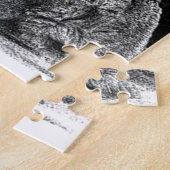 Schwarz-Weiß-Grau-Wolf-Sketch Puzzle (Seite)