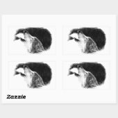 Schwarz-Weiß-Grau-Wolf-Sketch Rechteckiger Aufkleber (Blatt)