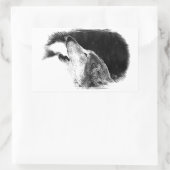 Schwarz-Weiß-Grau-Wolf-Sketch Rechteckiger Aufkleber (Tasche)