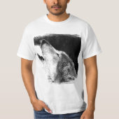 Schwarz-Weiß-Grau-Wolf-Sketch T-Shirt (Vorderseite)