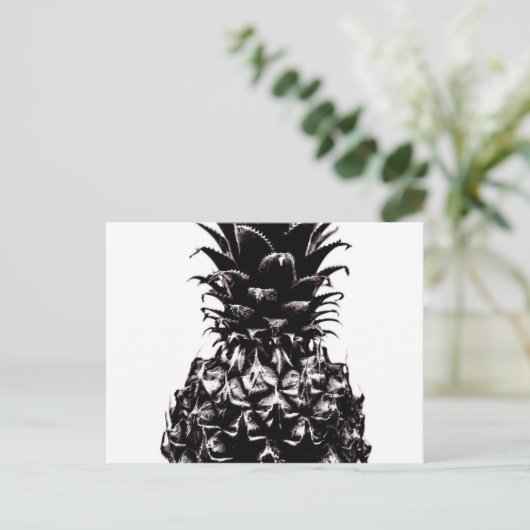 Schwarz-weiß-Graue Ananas Abstrakt Postkarte (Stehend Vorderseite)