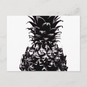 Schwarz-weiß-Graue Ananas Abstrakt Postkarte