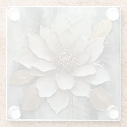 Schwarz-weiß-Graue-Blume Glasuntersetzer (Rückseite)