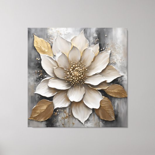 Schwarz-weiß-Graue-Blume Leinwanddruck (Vorderseite)