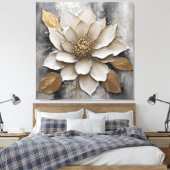Schwarz-weiß-Graue-Blume Leinwanddruck (Insitu (Schlafzimmer))