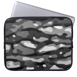 Schwarz-weiß-Graue Camouflage-Muster Laptopschutzhülle