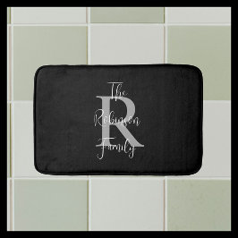 Schwarz-weiß-graue Familienname Klassisch Mit Mono Badematte