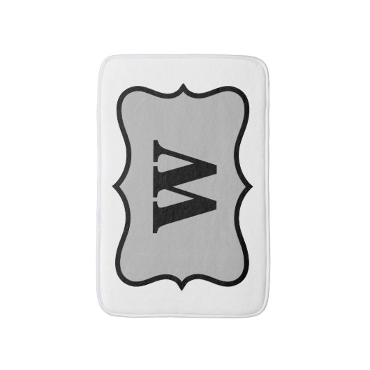 Schwarz-weiß-graue Monogramm Initial-Zuhause-dekor Badematte (Vorderseite Vertikal)