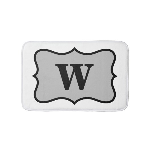 Schwarz-weiß-graue Monogramm Initial-Zuhause-dekor Badematte (Vorderseite)