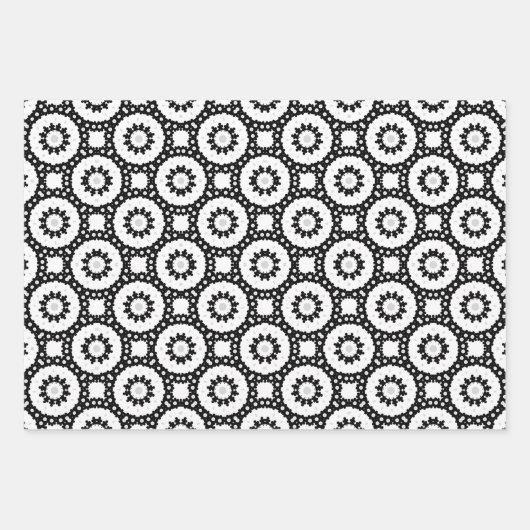 Schwarz-weiß-graue Mosaik-Boho Geometrische Muster Geschenkpapier Set (Vorderseite)