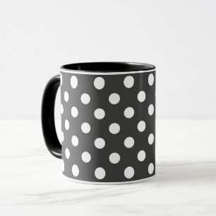 schwarz-weiß-graue Retro-Pünktchen-Tasse Tasse