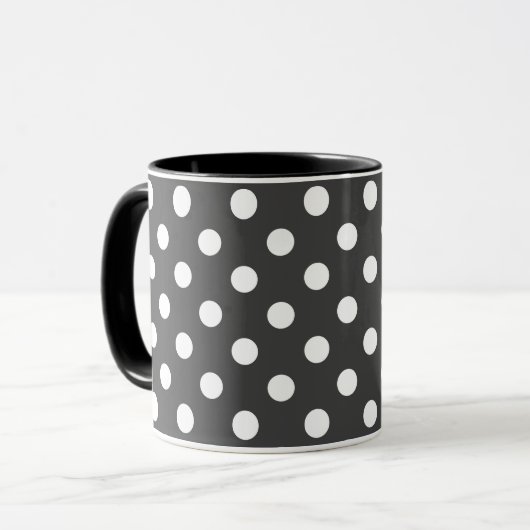 schwarz-weiß-graue Retro-Pünktchen-Tasse Tasse (Vorderseite Links)