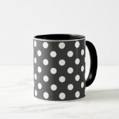 schwarz-weiß-graue Retro-Pünktchen-Tasse Tasse (VorderseiteRechts)
