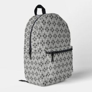 schwarz-weiß-graues geometrisches feines Muster Bedruckter Rucksack